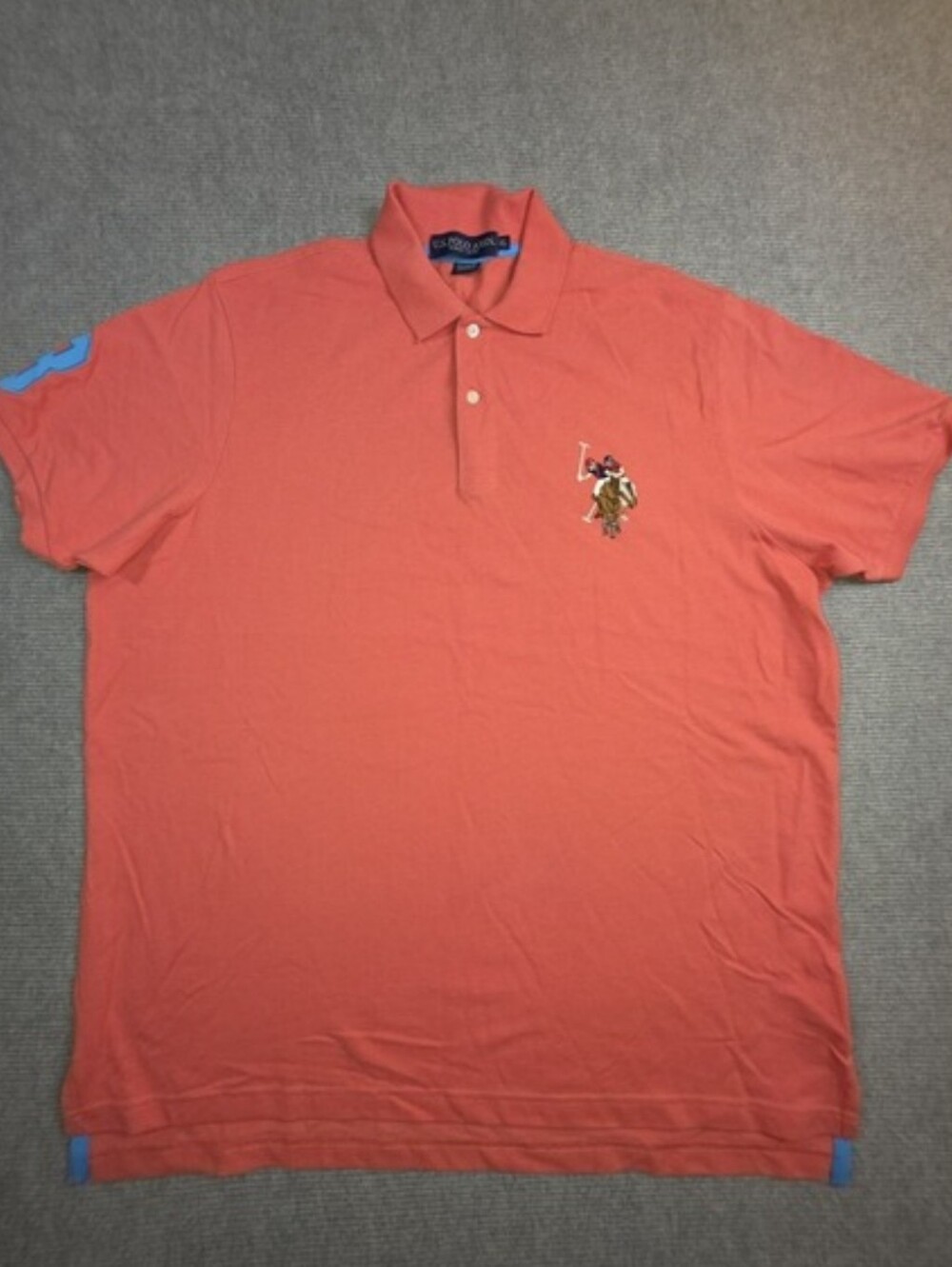 U.S. Polo ASSN Polo Golf Embroidered Patch Coral Shirt Size XL.